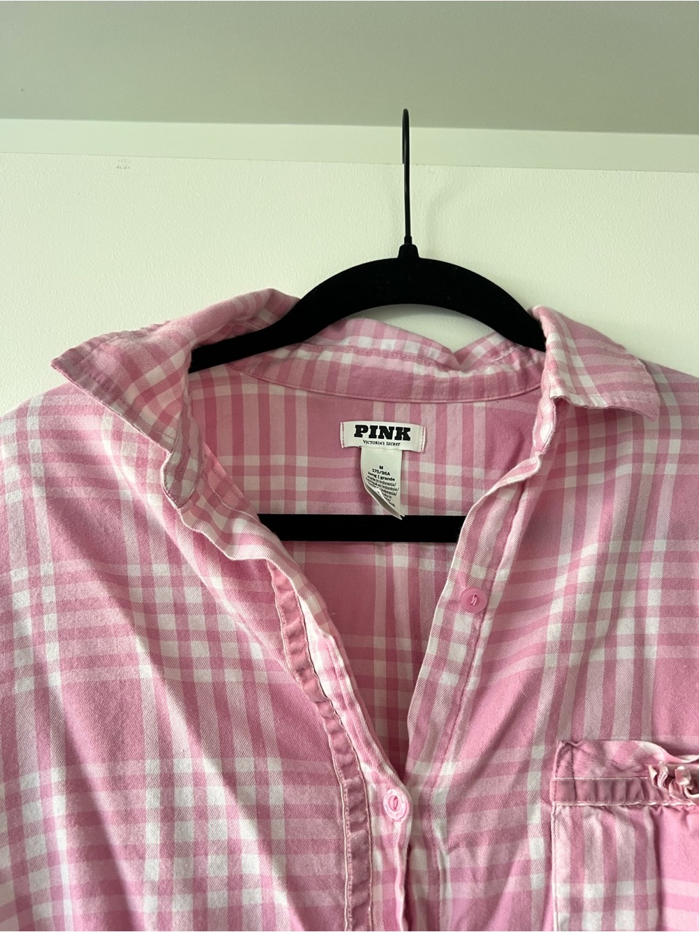 Victoria's Secret PINK Flannel Plaid Pajama Set Pink Size M/L - Picture 12 of 15